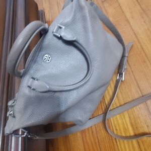 Tory Burch Genuine Leather  Gray Shoulder Bag Womens